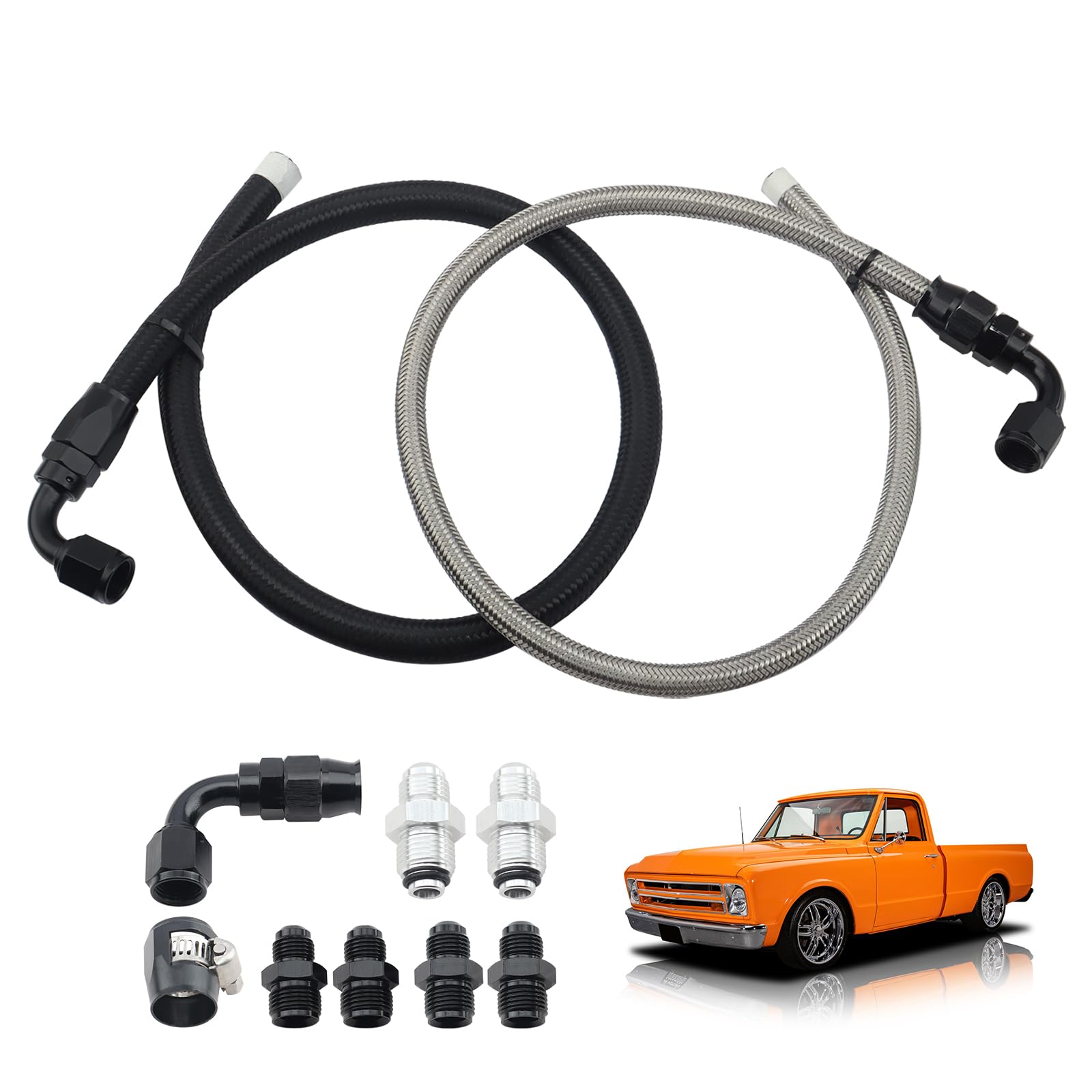 6AN Power Steering Hose Kit 25" for Chevy C10 LS Swap