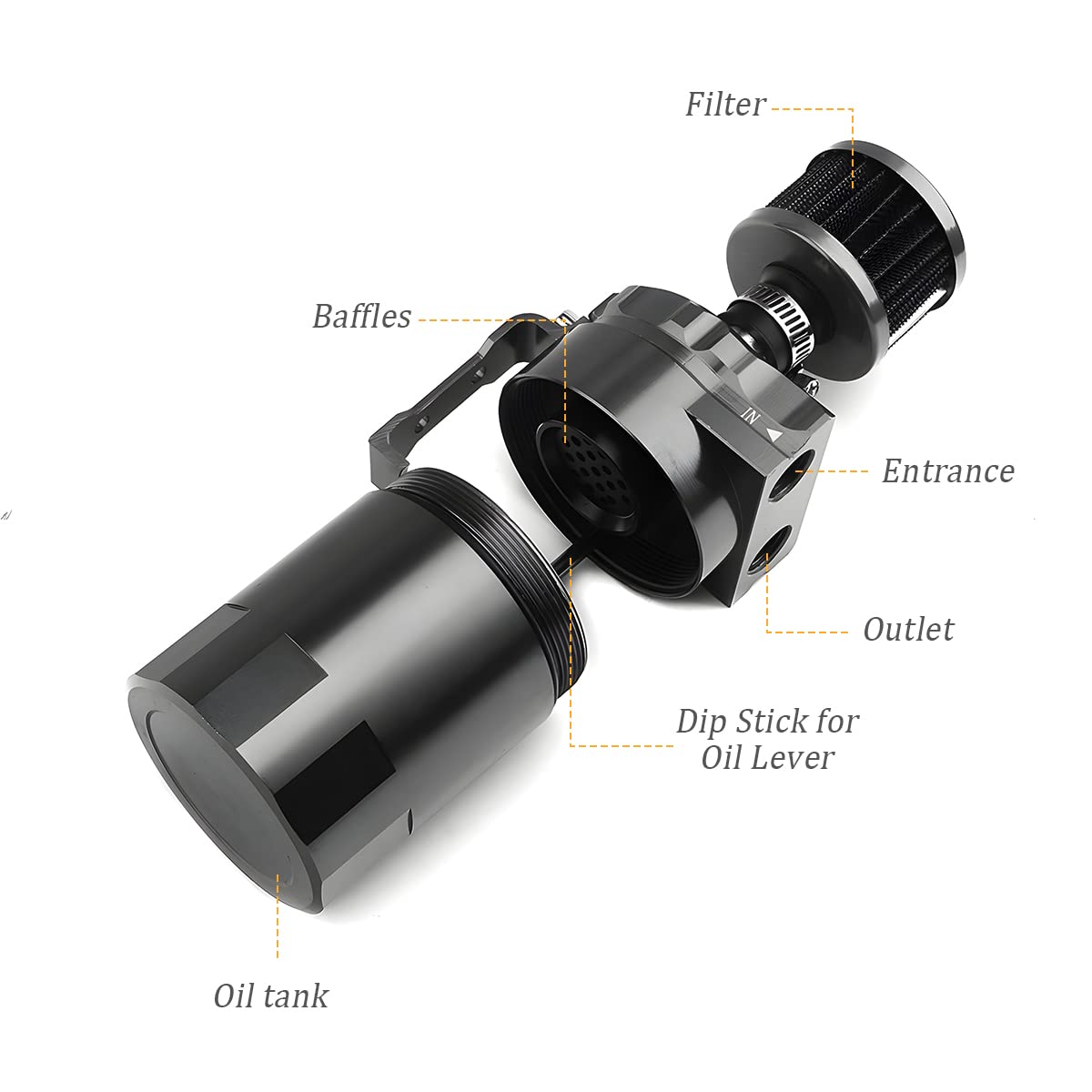 300ml Baffled Oil Catch Can Kit with Breather Filter