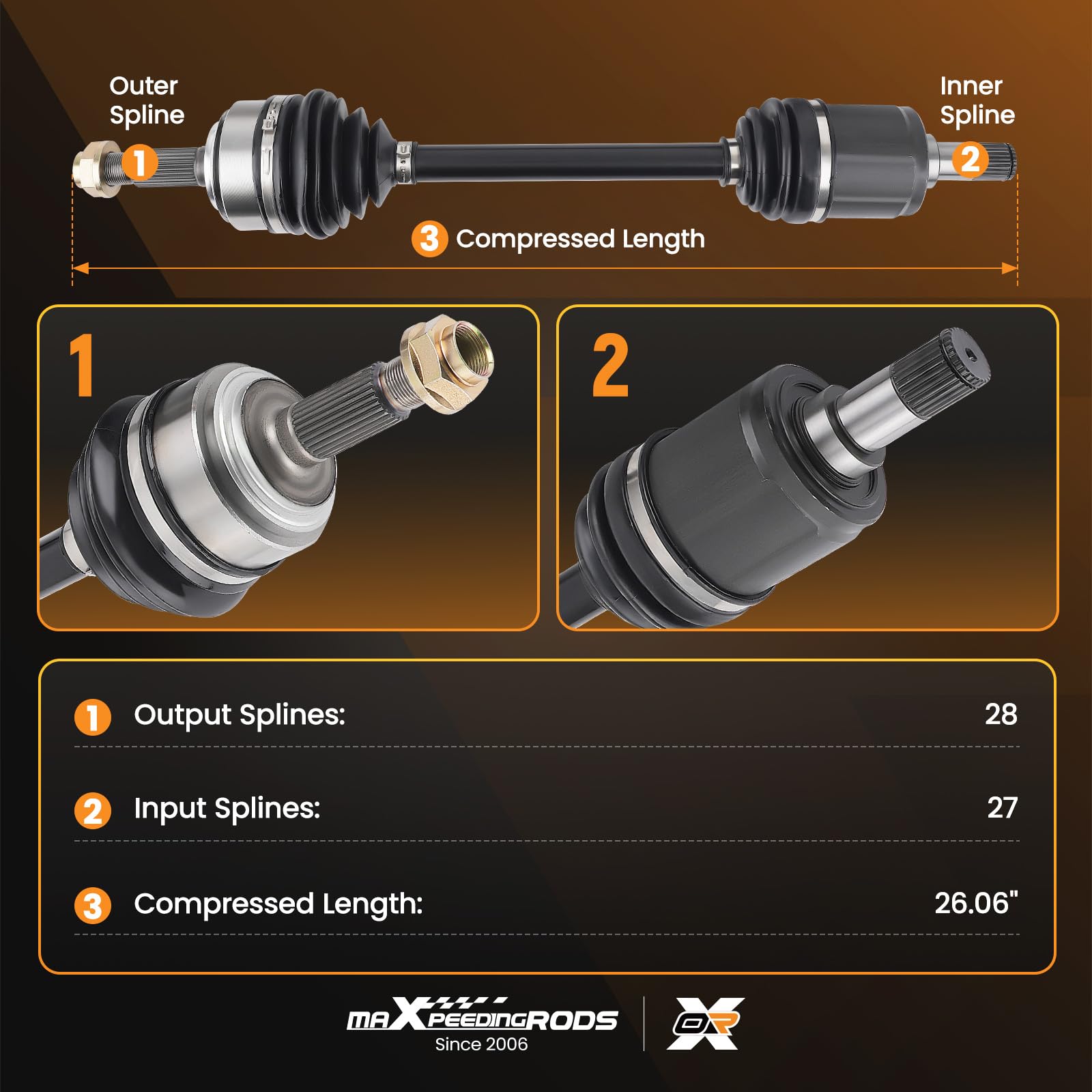 CV Axle Shaft Assembly for Honda CR-V & Accord Manual Trans.