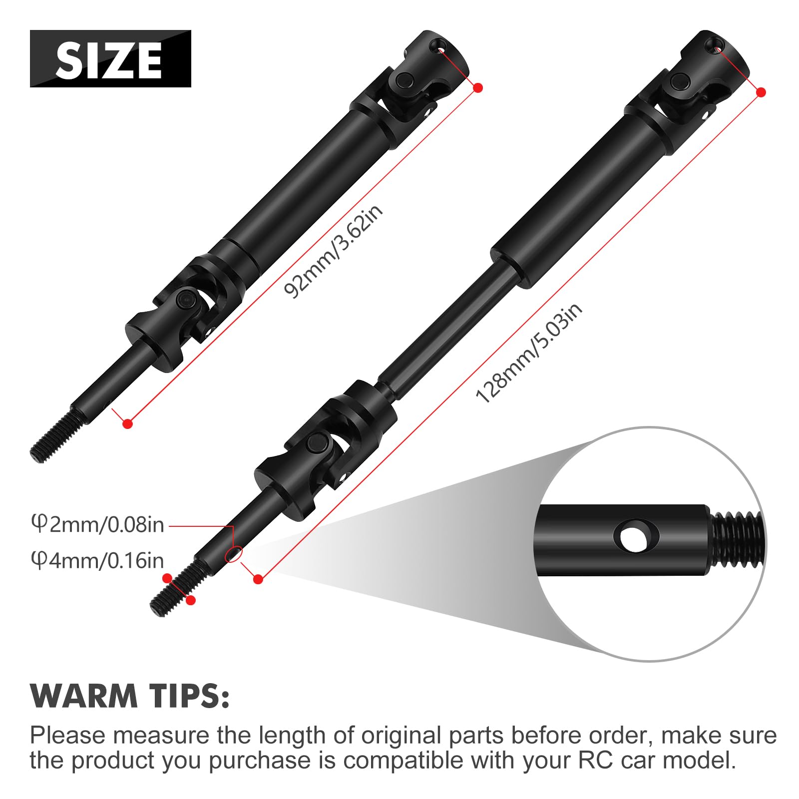 1:10 RC Car Drive Shaft Front and Rear Universal Drive Shaft CVD