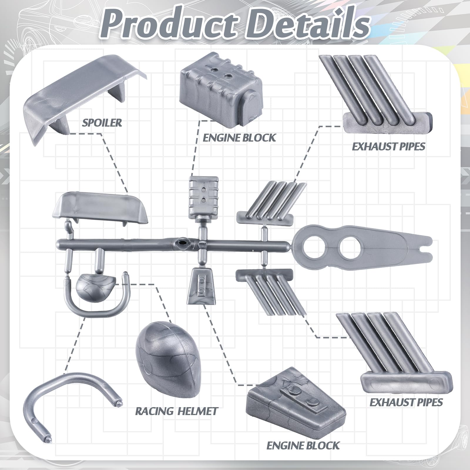 7PCS Racing Car Accessories Kit Lightweight Style Parts