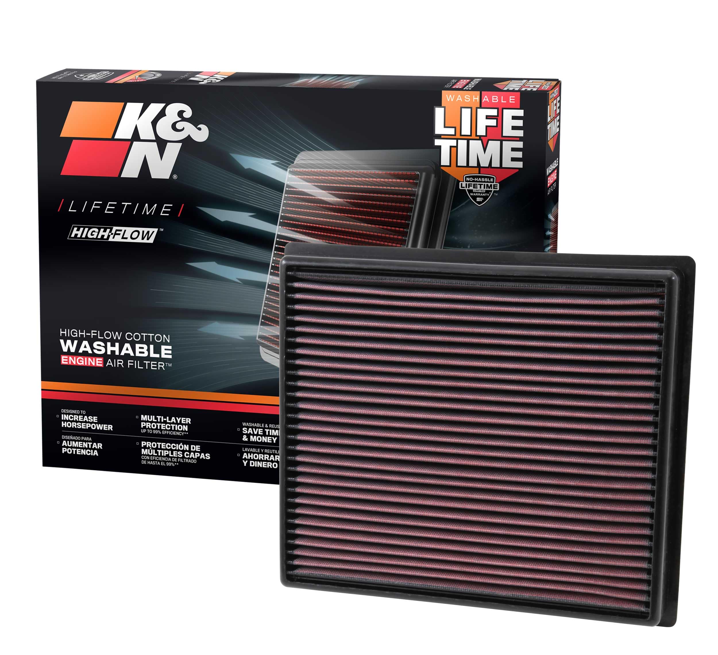 K&N High-Flow Original Lifetime Engine Air Filter